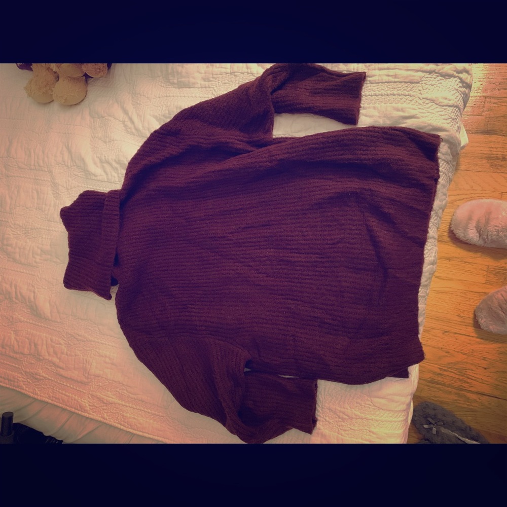 Plum purple Oversized knit turtleneck sweater